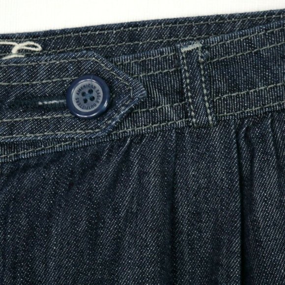American Eagle Mini‎ Full Pleated Jean Skirt Dark Pockets Buttons 6 - Picture 7 of 9